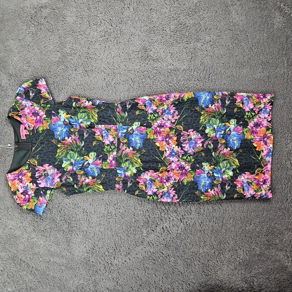 Betsey Johnson Dress Womens Size 2 Multicolor Floral Print Vibrant Garden Party‎